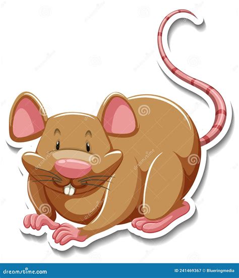 Brown Mouse Cartoon Character Sticker Stock Vector Illustration Of
