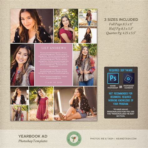 Senior Yearbook Ad Photoshop Templates Graduation Ad Etsy