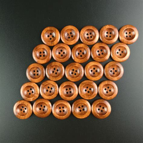 4 Holes 50pcs Round Wooden Buttons Diy Clothing Apparel Sewing