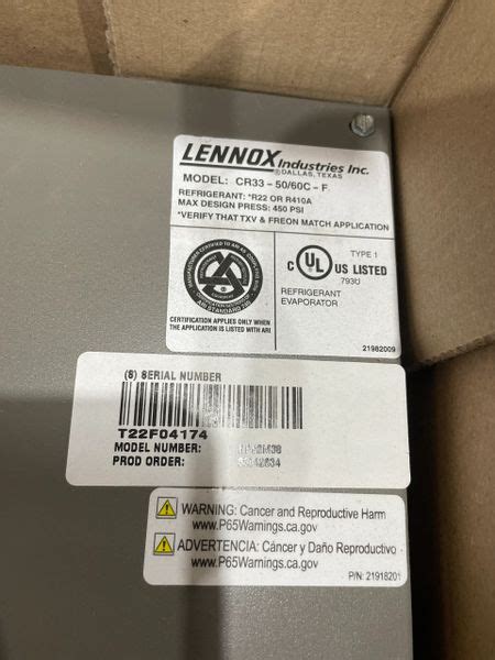 Lennox Cr33 5060c F Cased Downflow Coil Rp92m38 New In Box Free