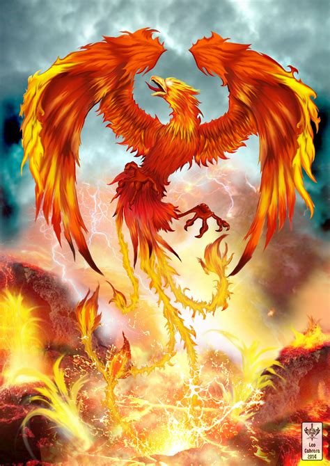 Ilustración digital figura mitológica del Fenix Phoenix Drawing