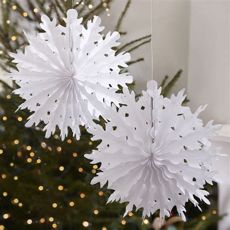 Two Pack Christmas Snowflake Tissue Paper Decorations By