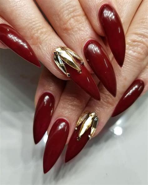 Stiletto Burgundy Nails For Super Stylish Ladies With Images