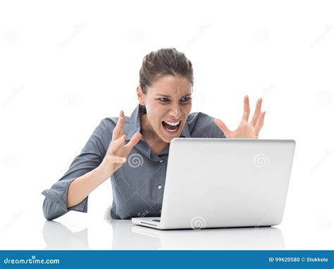 Office Worker Yelling At The Computer Stock Photo Image Of Angry