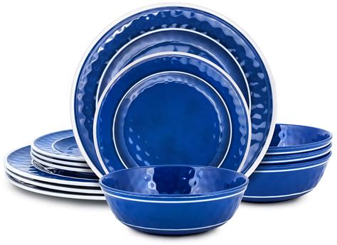 Buy Melamine Dinnerware Sets For 4 Blue Dish Set For 4 Melamine