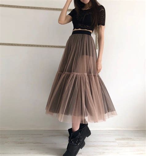 Tulle Skirt With Two Colors Sheer Skirt Mesh Skirt Two Etsy Moda De