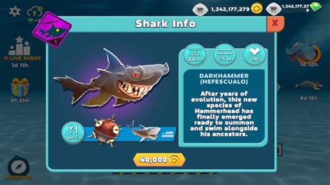 Hungry Shark Evolution Apk Mod Coinsgems Darkhammer Hefescualo