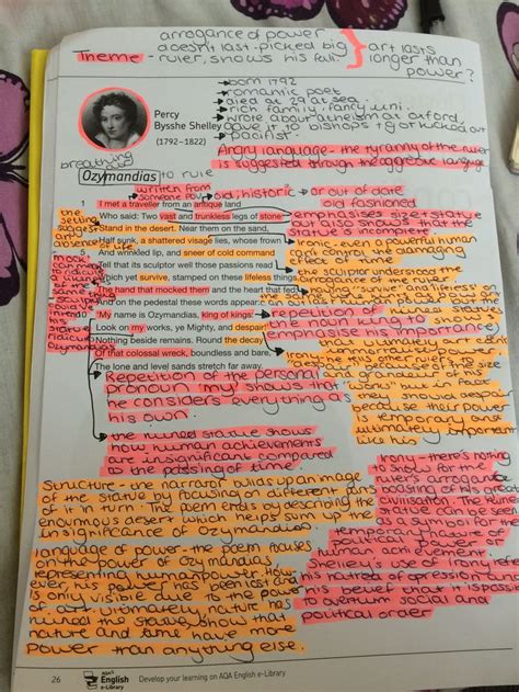 Ozymandias analysis | English literature notes, Gcse poems, Gcse