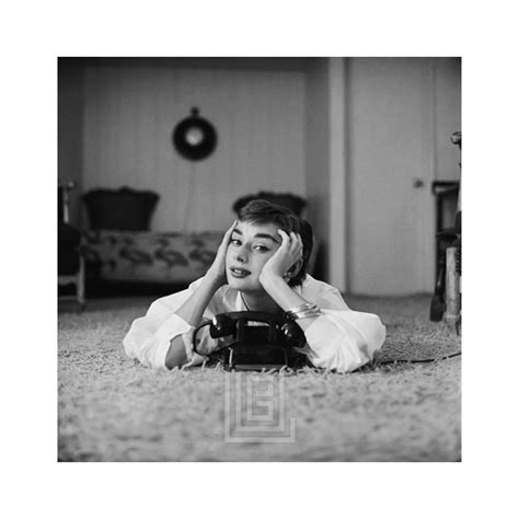 Mark Shaw Audrey Hepburn In White Blouse With Phone Laying Hands On Face 1953 For Sale At