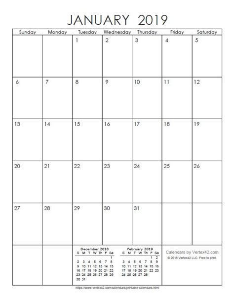 Download A Free Printable Monthly 2019 Calendar From