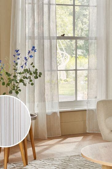Buy Stripe Voile Slot Top Unlined Sheer Panel Curtain From Next Israel