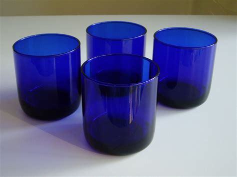 Cobalt Blue Tumblers Or Drinking Glasses Made By Libbey Glass Etsy