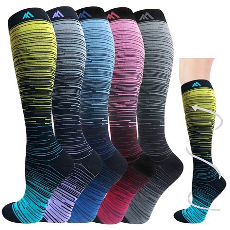 5 Pairs Gradient Compression Socks For Men And Women （20 30 Mmhg）i Actin
