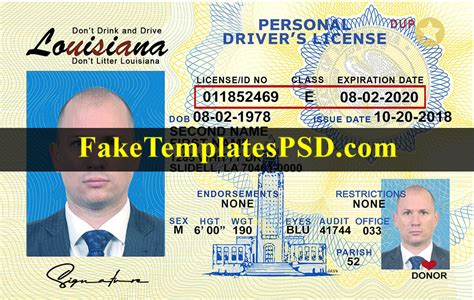 Louisiana Drivers License Template Psd 2024