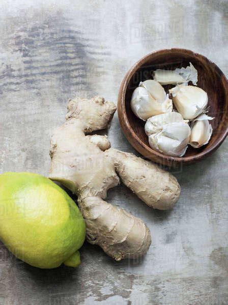 Ginger Roots Lemon And Garlic Stock Photo Dissolve