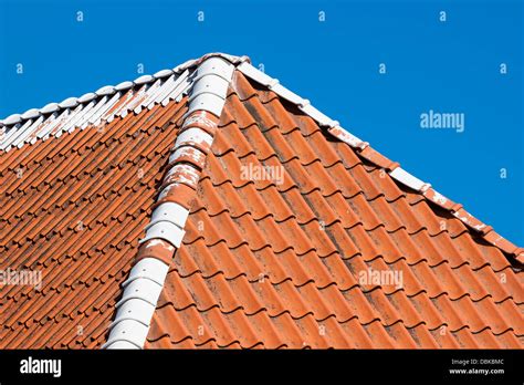 Red Roof Tiles Background Details With Sky Stock Photo Alamy