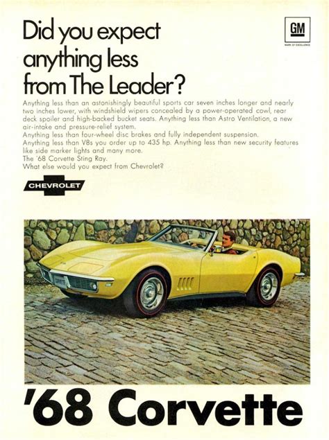 Vintage 1968 Corvette Advertisements Corvette Chevrolet Corvette