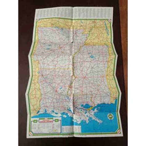 Arkansas Louisiana Mississippi Road Map Courtesy Of Sinclair 1955