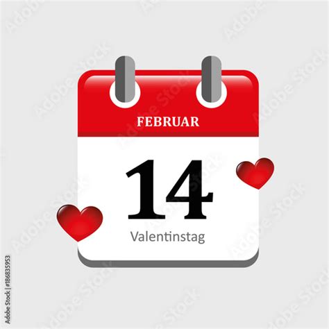 14 Februar Valentinstag Im Kalender Mit Herzen Stock Image And