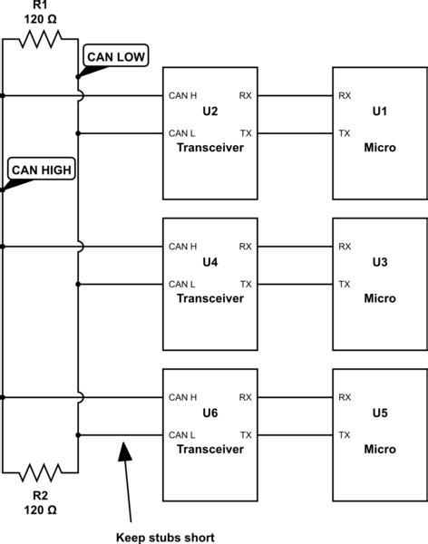 Electrical Connecting Multiple Microcontrollers To A Can Bus