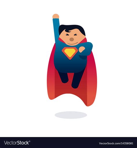 Superhero Icon Concept Fat Character Flying Flat Vector Image