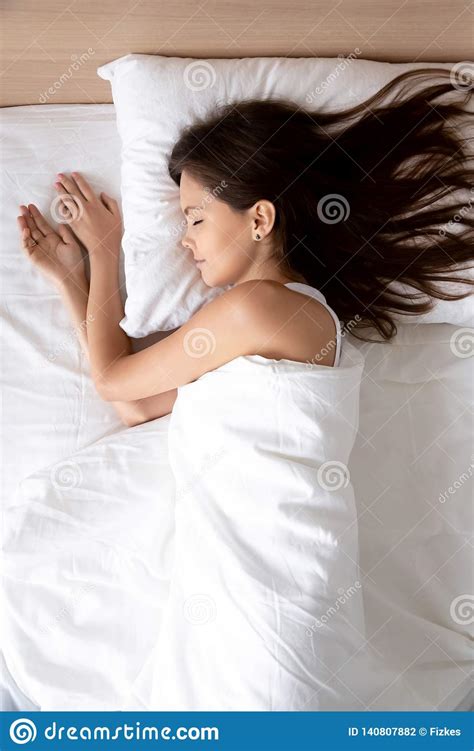 Vertical, Beautiful Young Woman Sleeping In Comfortable Bed Stock Photo - Image of comfortable ...