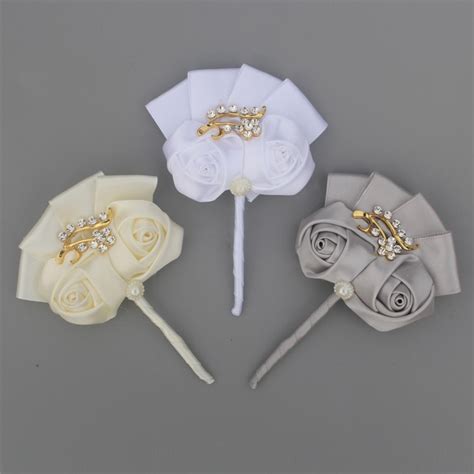 Smart Golden Brooches Groom Boutonniere Pin Wedding Prom Corsage