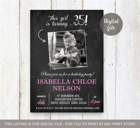 15th Birthday Invitations With Picture For Girl Pale Pink Etsy