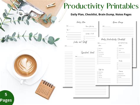 Printable Productivity Planner Pages With Daily Tracker Etsy