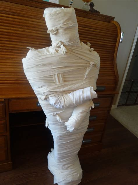 mummy made from old cardboard duct tape quilt batting and muslin quilt batting crafts quilts