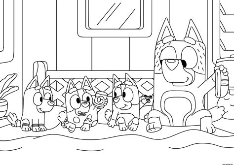 Coloriage bluey petits chiots  JeColorie.com