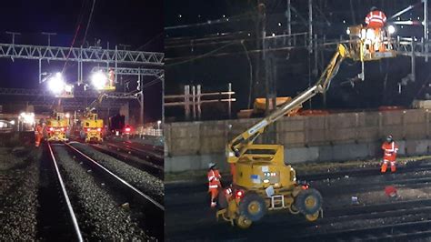 Rail Workers Continue Track Upgrades All Night On Christmas Day In