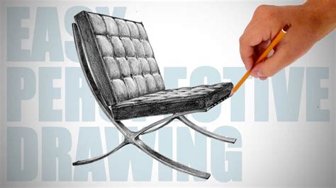 How To Draw Barcelona Chair Easy Perspective Drawing 16 Youtube