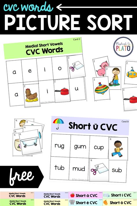 Free CVC Words Picture Sort - Playdough To Plato