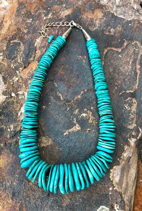 Fine Native Jewelry Native American Made Turquoise Disks Necklace Of