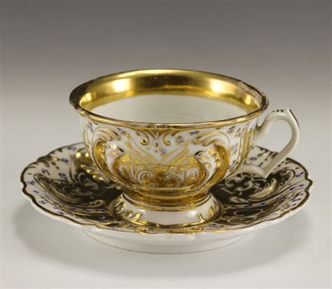 KPM Berlin Germany Cup And Saucer Raised Detail Gold Gilt 19th