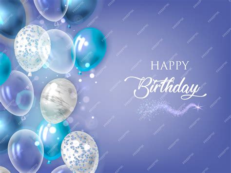 Premium Vector Happy Birthday Blue Background With Balloons