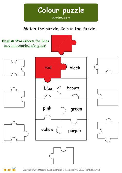 colour puzzle english worksheets for kids mocomicom