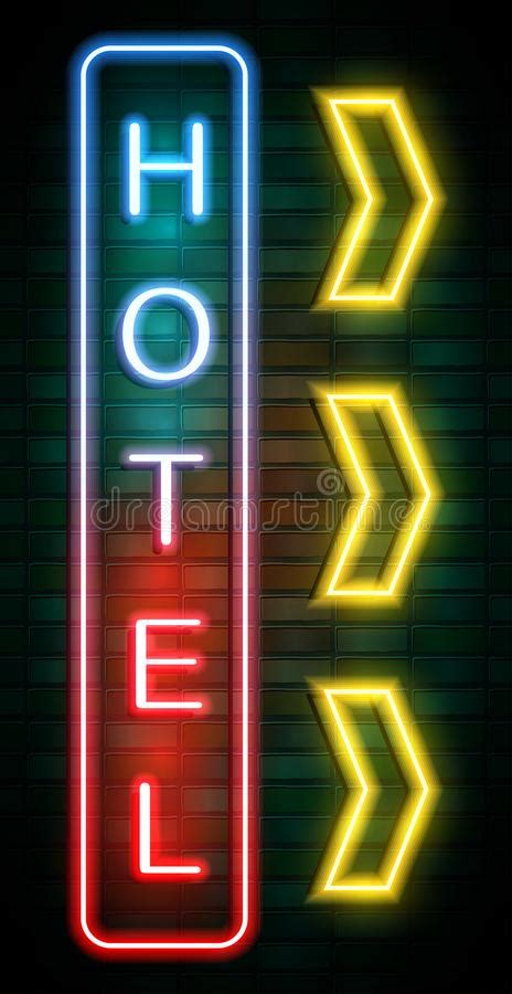 Hotel Neon Sign On Brick Wall Stock Vector Illustration Of Brick City 103321544