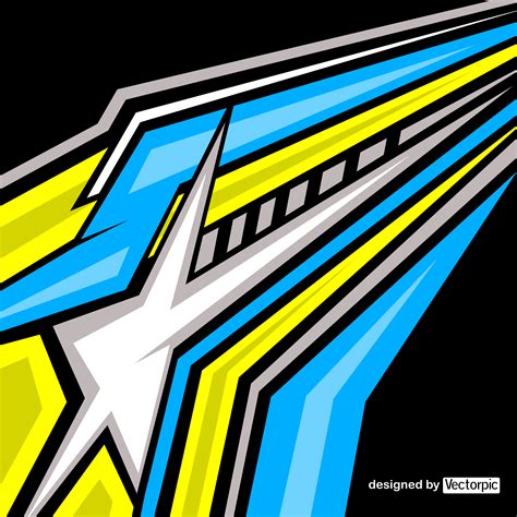 Abstract Racing Stripes Background With Blue White And Yellow Color