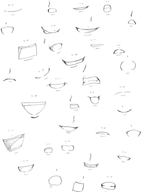 Drawing the mouth in this way can be used to show a somewhat scared or stated expression. Mouth practice by FoxTrotManga on DeviantArt