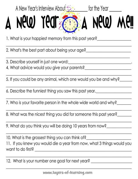 Printable New Years Interview For Kids Layers Of Learning