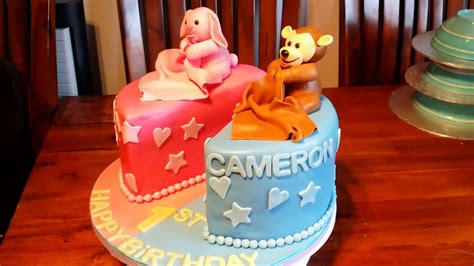 Girlboy Twins First Birthday Cake Youtube