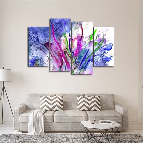 Abstract Flowers Multi Panel Canvas Wall Art Elephantstock