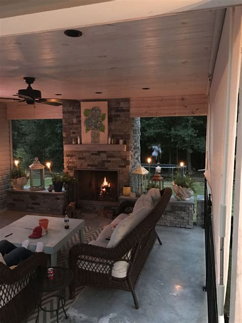 Covered Porch With Outdoor Fireplace Outdoor Fireplace New Homes
