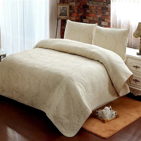 Fadfay Home Textile 100 Cotton White Beige Vintage Floral Comforter