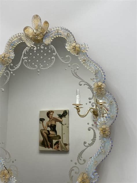 Stunning Spectacular Murano Glass Wall Mirror Circa 1950s Italy At