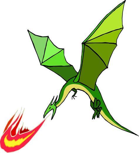 Drawn Green Dragon Breathing Fire Free Image Download