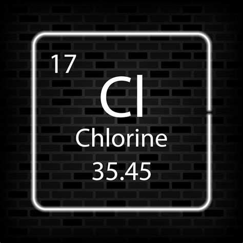 Chlorine Neon Symbol Chemical Element Of The Periodic Table Vector