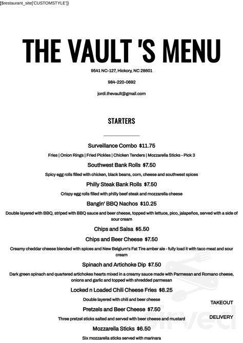 The Vault menus in Hickory, North Carolina, United States